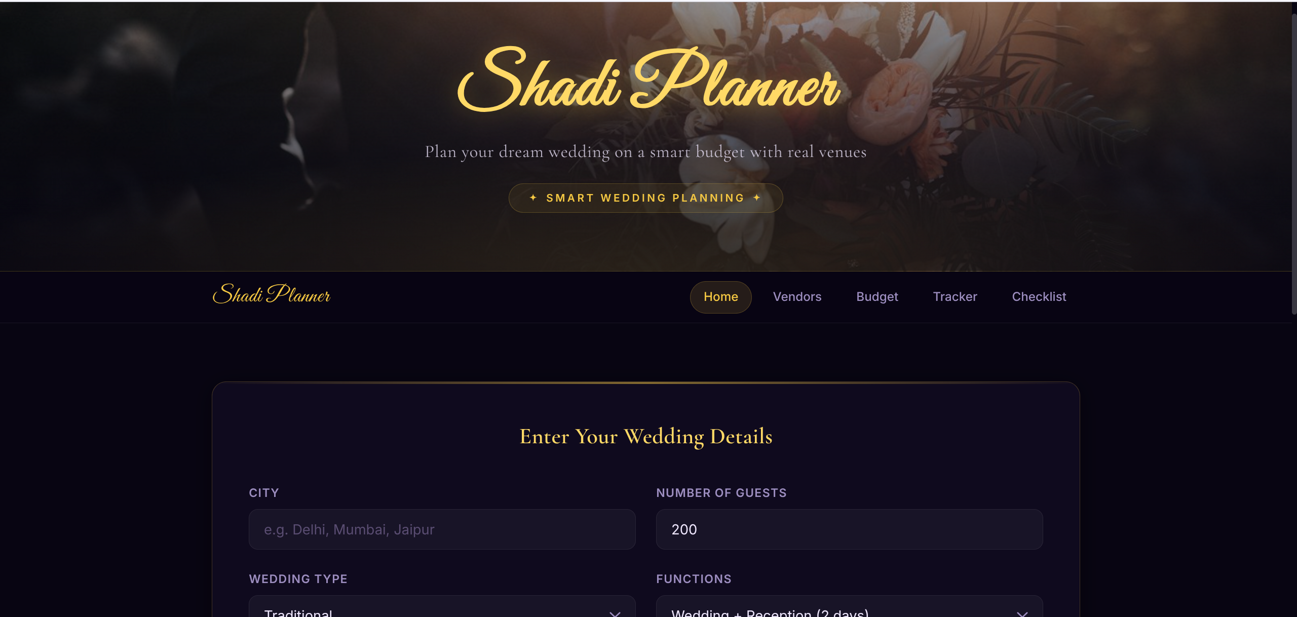Shadi Planner — smart wedding planner